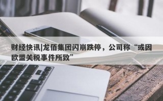 财经快讯|龙佰集团闪崩跌停，公司称“或因欧盟关税事件所致”