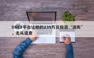 DBEX平台让她的239万元投资“消失”，无从追查