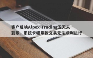 客户反映Alpex Trading五天未到账，系统卡顿导致交易无法顺利进行