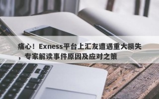 痛心！Exness平台上汇友遭遇重大损失，专家解读事件原因及应对之策