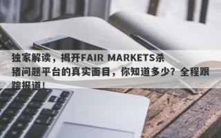 独家解读，揭开FAIR MARKETS杀猪问题平台的真实面目，你知道多少？全程跟踪报道！