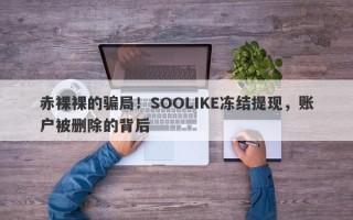 赤裸裸的骗局！SOOLIKE冻结提现，账户被删除的背后