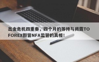 出金危机四重奏，四个月的等待与揭露TO FOREX假冒NFA监管的真相！