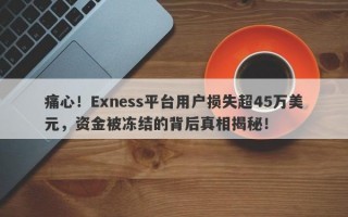 痛心！Exness平台用户损失超45万美元，资金被冻结的背后真相揭秘！