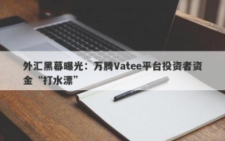 外汇黑幕曝光：万腾Vatee平台投资者资金“打水漂”