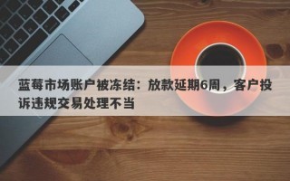 蓝莓市场账户被冻结：放款延期6周，客户投诉违规交易处理不当