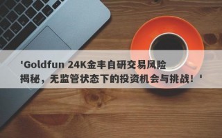 'Goldfun 24K金丰自研交易风险揭秘，无监管状态下的投资机会与挑战！'