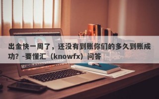 出金快一周了，还没有到账你们的多久到账成功？-要懂汇（knowfx）问答